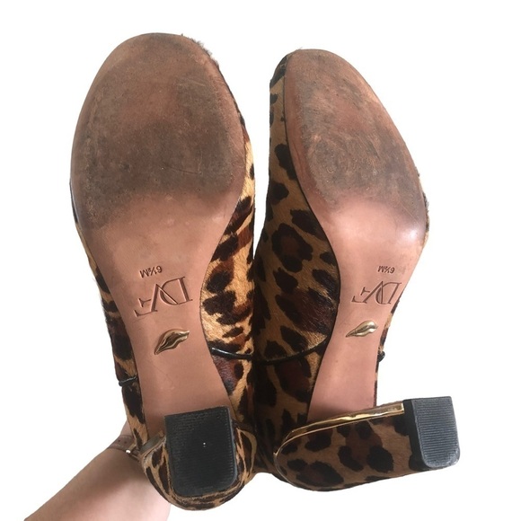 Diane Von Furstenberg Glenda Leopard Calf Hair Heeled Booties 6.5 - Picture 7 of 9